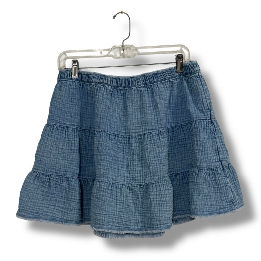 Aerie Blue Mini Skirt Women’s Size Medium Casual Frayed Hem - Picture 2 of 5